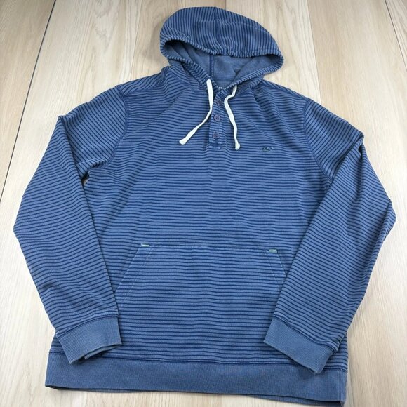 Vineyard Vines Mens Blue Long Sleeve Striped Performance Pullover Hoodie Size M - Picture 1 of 10